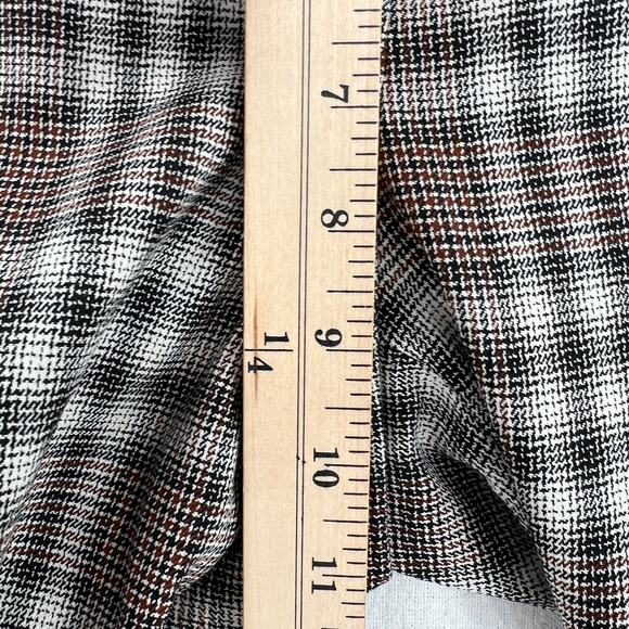 THEORY Demitria Pants Womens 0 Brown Black Plaid Wool Flare Leg Mid Rise Stretch - Picture 15 of 16